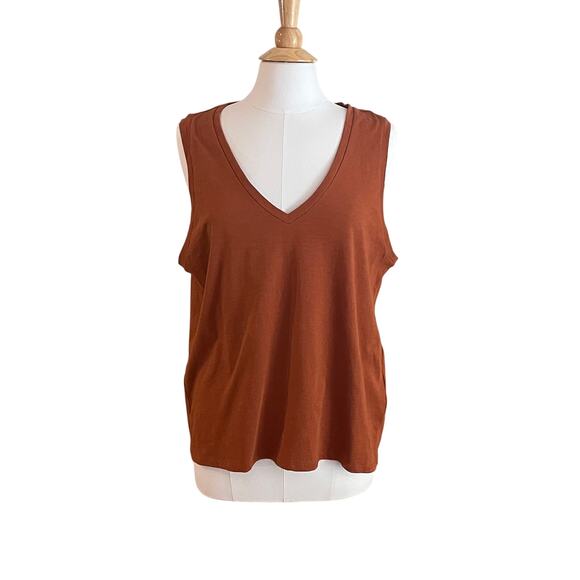 NWT J. Crew Slub Cotton V-Neck Tank, Burnt Orange, Size XL - Picture 1 of 10